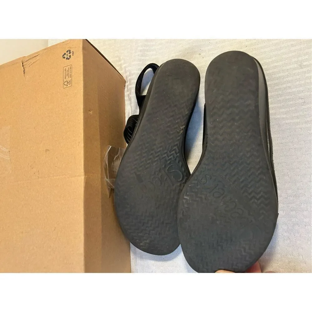 Skechers‎ black wedges scrappy size 11 sn#38472